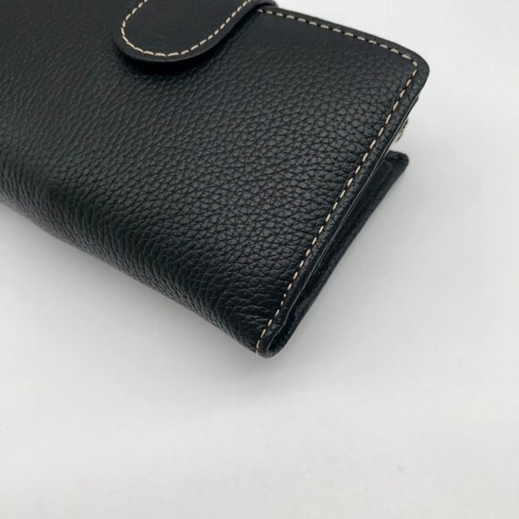 Black Leather Bi-Fold Wallet With Framed Kisslock Compartment - Picture 7 of 13